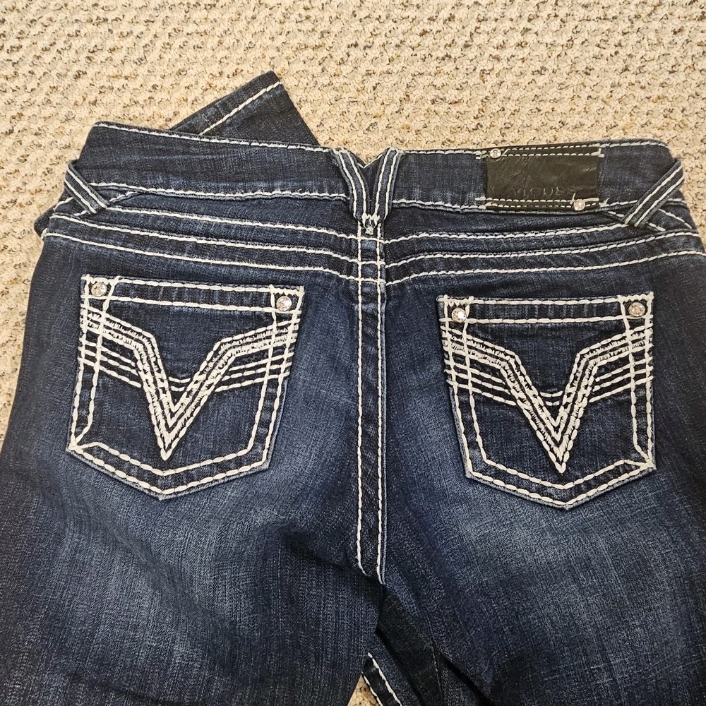 Vigoss The Chelsea Slim Boot Jeans Women's Size 5/6 Dark Blue Embroidered Denim - Picture 9 of 11